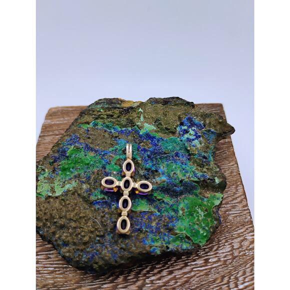 Amethyst & 10k Gold Cross - Picture 4 of 5